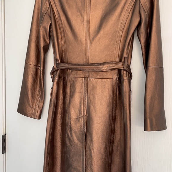 BCBGMaxAzria Leather Metallic Coat Size 4 - Picture 8 of 11